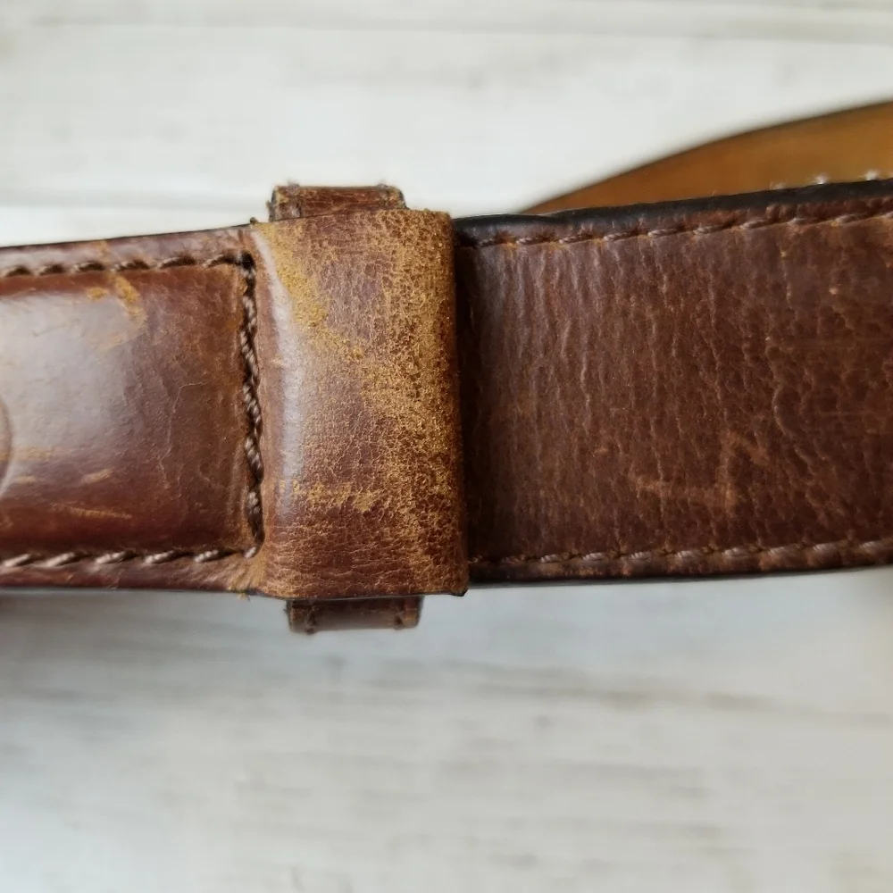 Georgia Boot Logo Brown Genuine Leather Belt